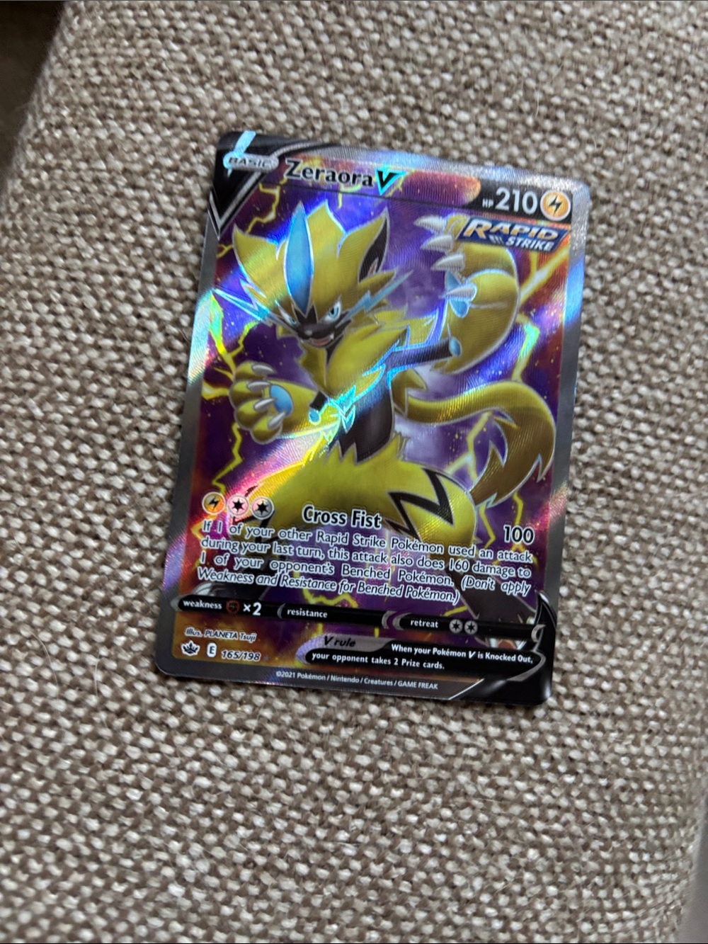 Pokemon Zeraora V Holo Yellow Blue Collectible Card